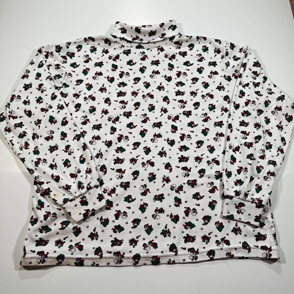 VTG 90s Holiday Time Women’s L Christmas Santa Print Mock Neck Long Sleeve Tee
